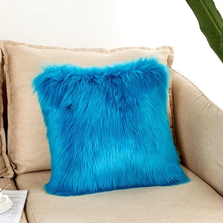 Cushion cover14 Наволочка из искусственной шерсти для домашнего декора из овчины, длинный пушистый чехол из искусственного меха, мягкая теплая наволочка для подушки - Цвет: Cushion cover14
