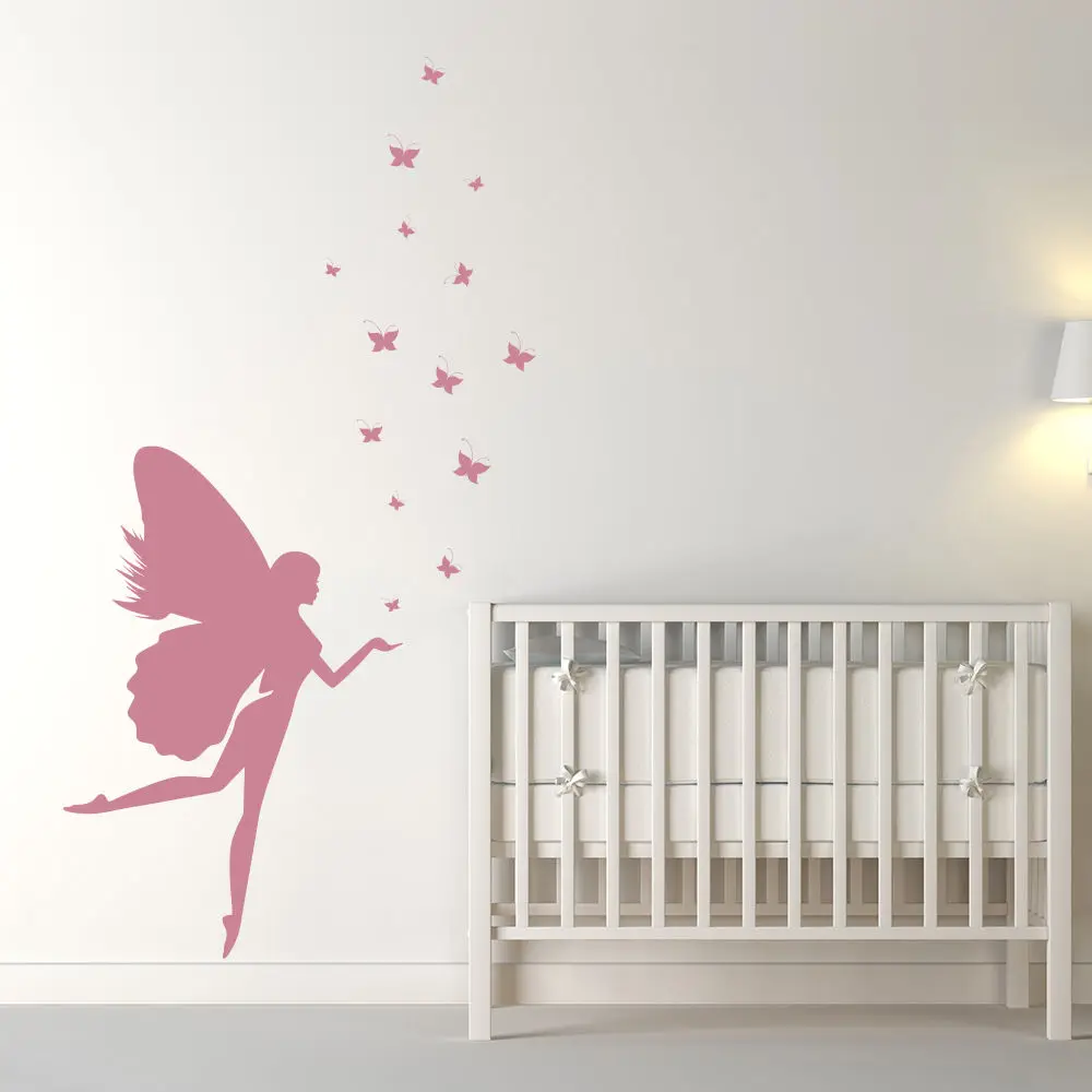 В стиле Феи бабочки Виниловые наклейки на стены стену девочки комната Home Decor
