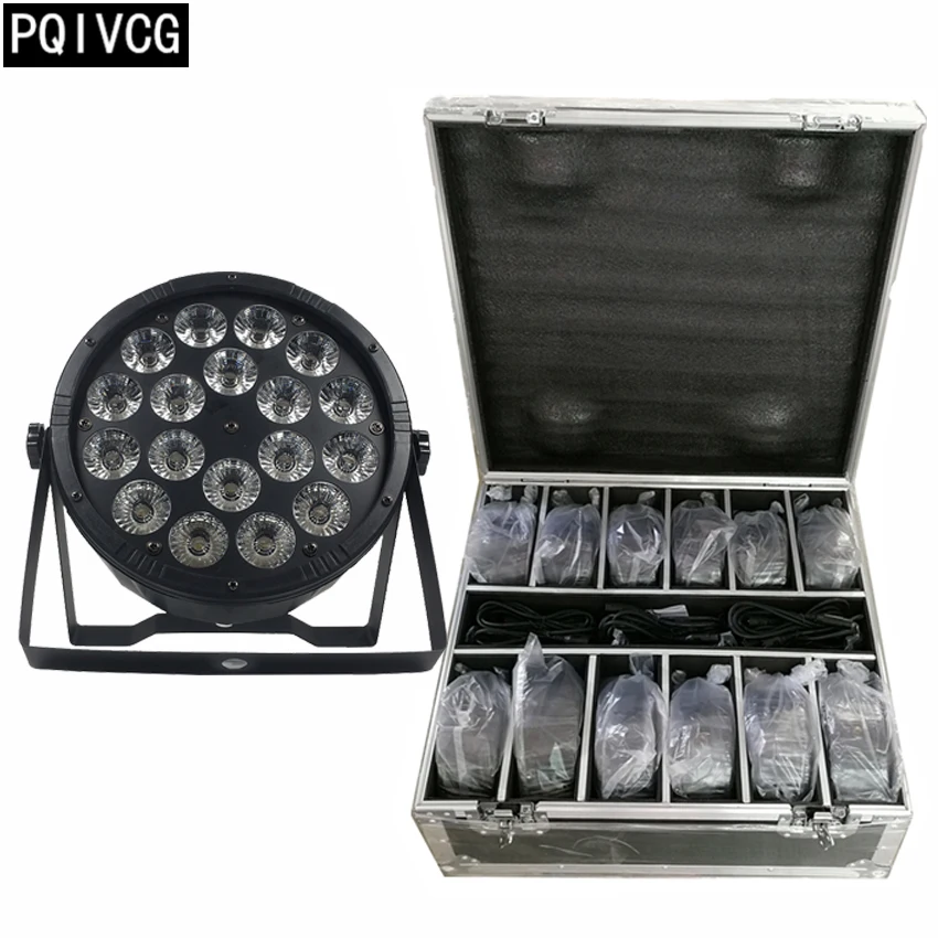 

12 Pieces / Large Lens 18x12w Led Par Light With Flight Case rgbw 4in1 dmx512 Plastic Par Light professional stage dj light