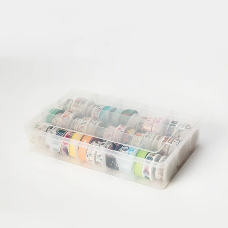 

1 Pcs PP Transparent Washi Tape Box Stationary Storage Box Tools Scrapbooking Stationery Accessories