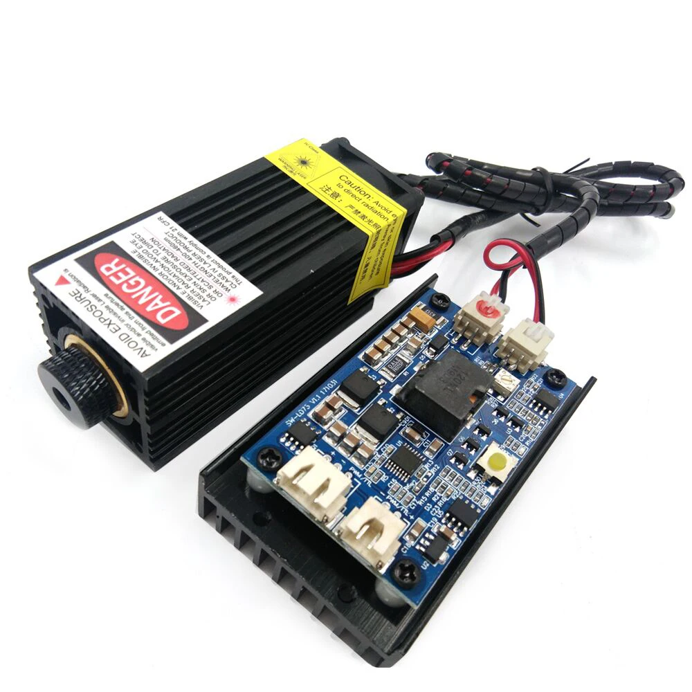 450nm 5500mW 12V Высокая мощность TTL регулируемый фокус синий лазерный модуль DIY