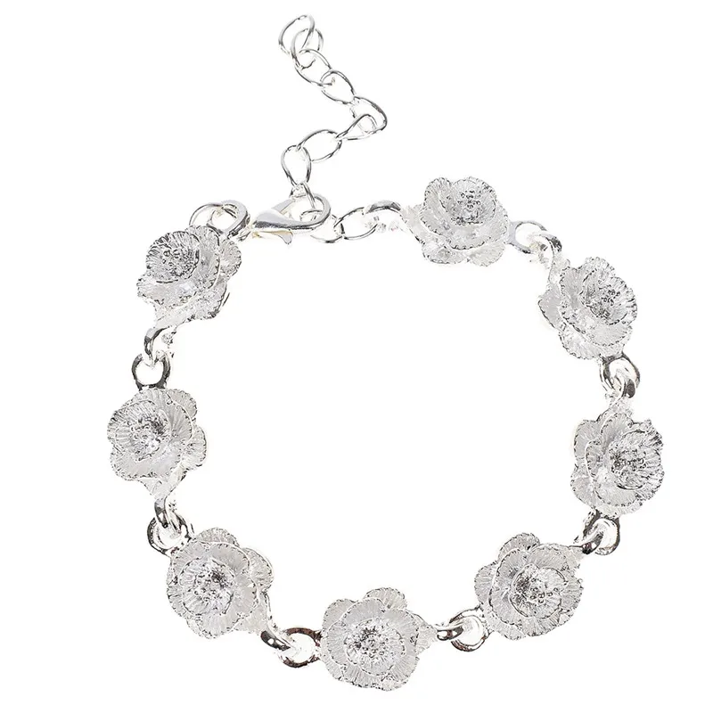 Женский браслет с цветами золотой серебристый | Украшения и аксессуары