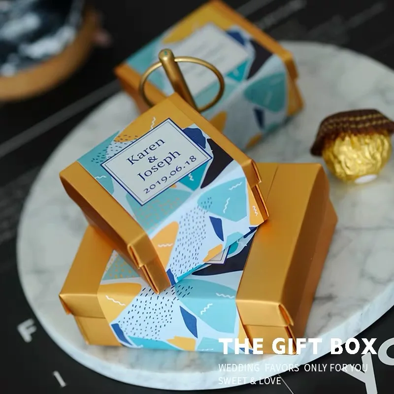

50pcs cheap personalized blue paper wedding bridal shower baby birthday anniversary favors and gifts boxes candy chocolate box