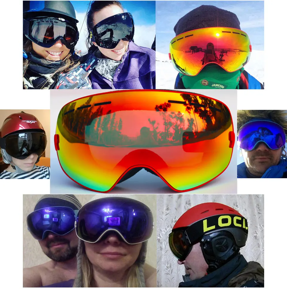 LOCLE 2 линзы лыжные очки противотуманные Spherica лыжные очки UV400 Лыжные Сноуборд очки для мотокросса лыжные очки с осветляющими линзами