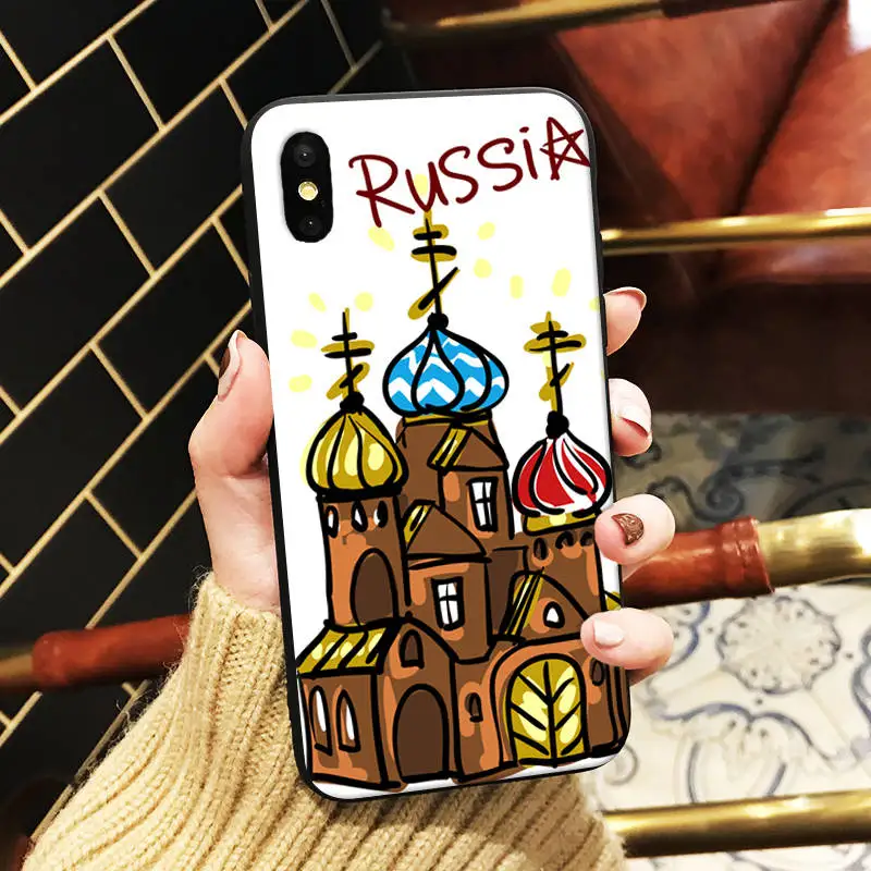 Мягкий силиконовый чехол для телефона с русскими куклами и красными квадратными
