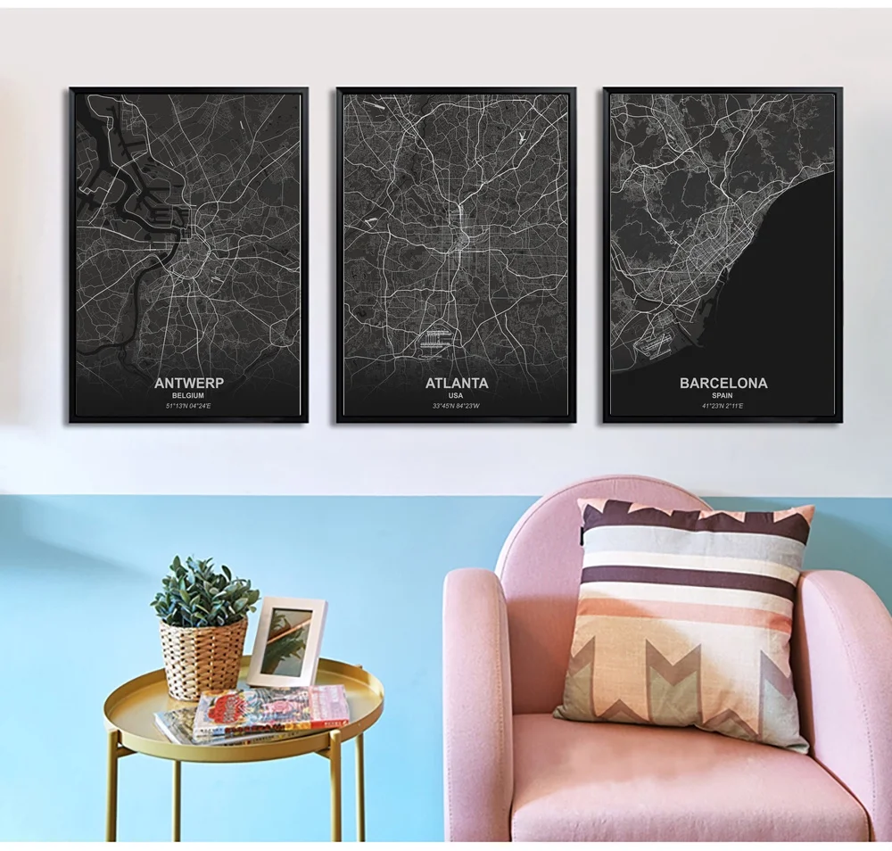 Плакат Антверпен Атланта Барселона Белфаст Берлин художественные принты