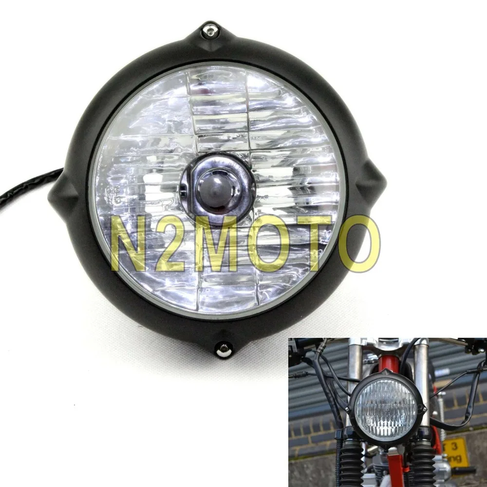 

Motorcycle 5.75" Retro Headlight H4 12V 55W Custom Head Light Front Running Lamp for Harley Cafe Racer Chopper