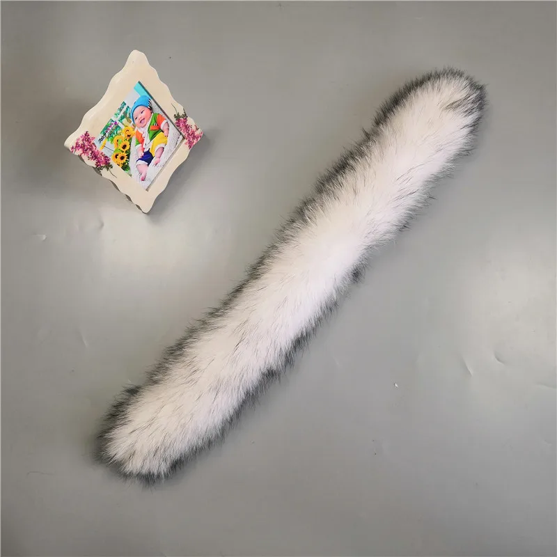 white raccoon fur Воротник из меха енота, зимний женский воротник из натурального меха, шапка-воротник 80 см, мягкий меховой шарф, модные теплые шарфы - Цвет: white raccoon fur