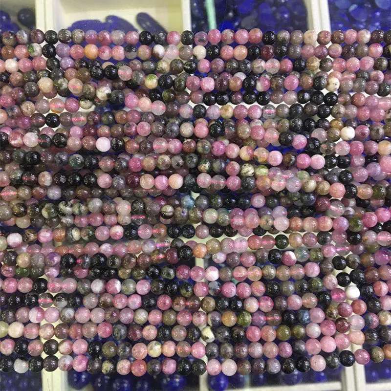 Multicolor 5mm natural tourmaline stone jaspers round loose beads fit diy bracelet necklace top quality findings 15inch B3445 | Украшения и