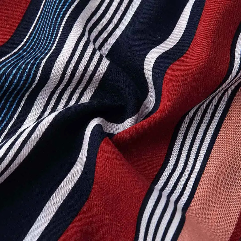 

Fashion Women Plus Size Stripe Print Camis V-neck Sleeveless Bandage Dress Vestidos Femme Summer 2021