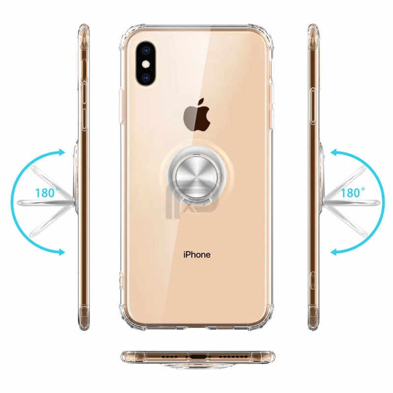 Чехол для iPhone Xr Xs max 7 8 6 S Plus X Прозрачное Кольцо из мягкого ТПУ с