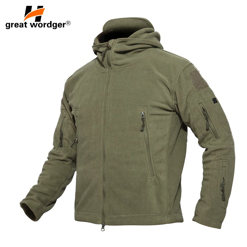 

Outdoor Winter Thick Soft Shell Military Fleece Jackets Men Hooded Windproof Tactical Outerwear Coat Warm Hiking Jacket Clothe