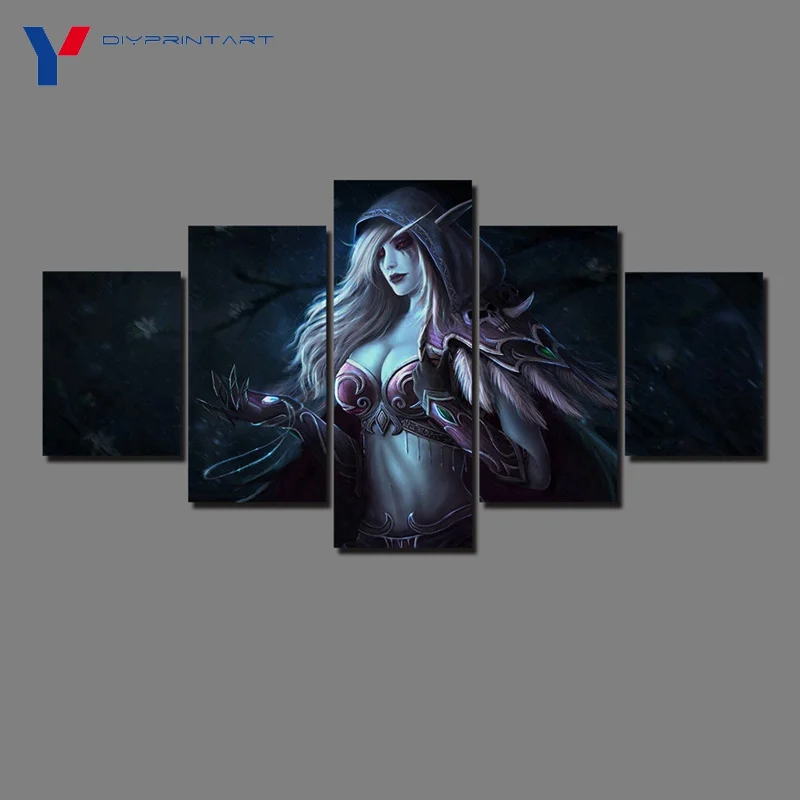 Игра Sylvanas Windrunner печати Живопись 5 шт. Плакаты и принты настенный художественный