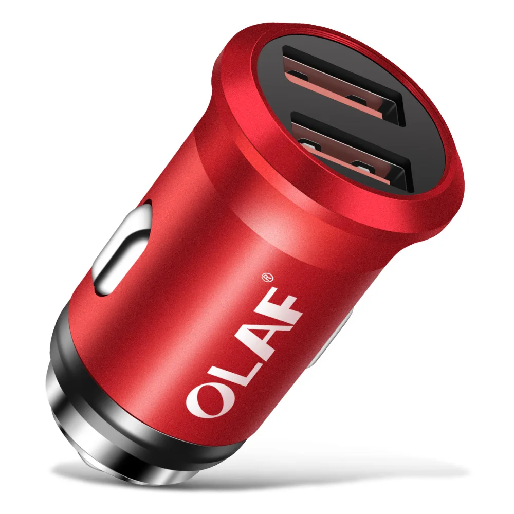 Олаф мини USB Автомобильное зарядное устройство для мобильного телефона планшета 2.4A быстрое зарядное устройство автомобильное зарядное устройство двойной USB Автомобильное зарядное устройство для iPhone samsung Xiaomi - Тип штекера: Red