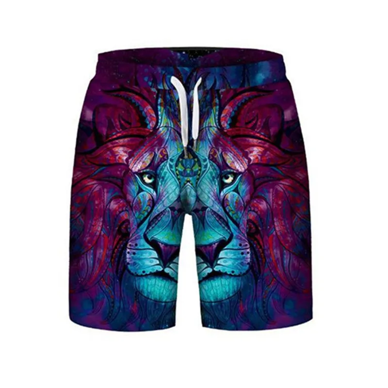 New Lonely Wolf Lion 3D Print Men Shorts Casual Cool Elastic Waist Summer Stone Printed Beach Male Fitness | Мужская одежда