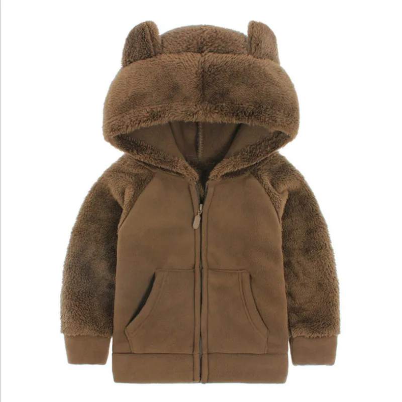 T1688 brown Новинка; одежда для маленьких мальчиков и девочек; зимние куртки; пальто из флиса; коллекция года; детские толстовки с капюшоном; Верхняя одежда для детей; Одежда для мальчиков и девочек - Цвет: T1688 brown
