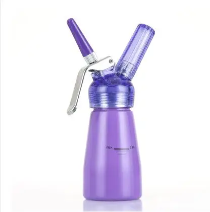 Высшее качество 1/2 pt(0.25L) дозатор для взбитых сливок, профессиональный алюминиевый кремовый Виппер с полупрозрачной головкой(00281 - Цвет: 250ml Purple
