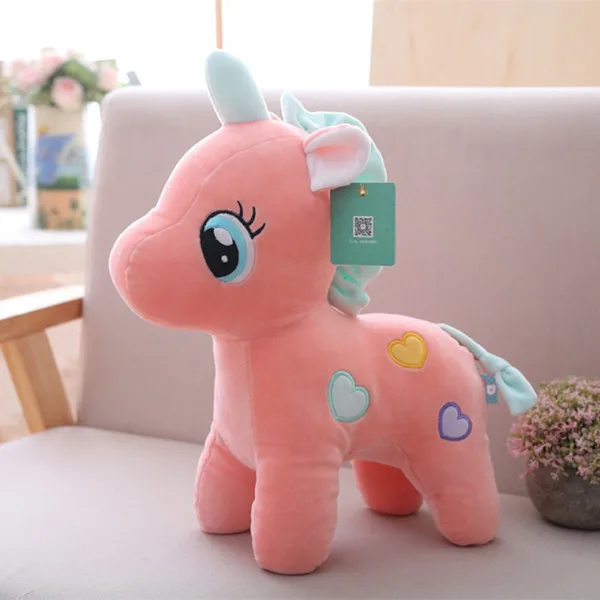 27cm pink O Мультяшная плюшевая игрушка в виде единорога Kawaii, единорога, лошадка с куклой, мягкая плюшевая подушка в виде животного, высокое качество, детский подарок на день рождения, Рождество, 20-85 см - Цвет: 27cm pink O