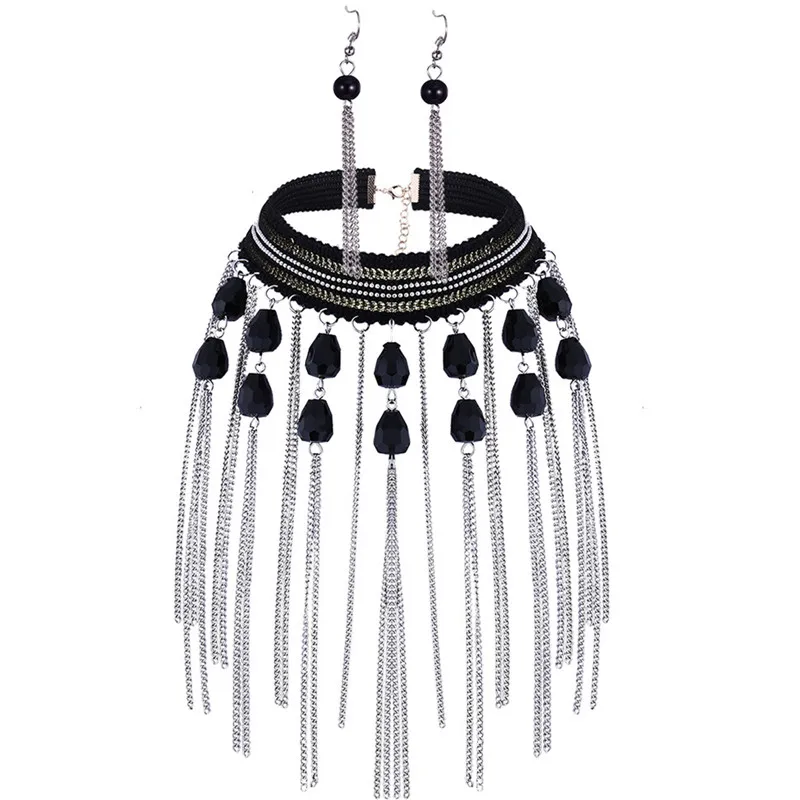 Богемный Африканский Комплект Ювелирных Изделий Кисточкой Колье Женщины