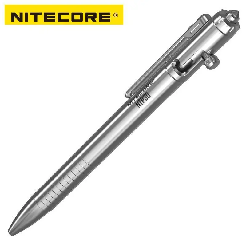 Online Baru Nitecore NTP30 Bolt Action Tactical Pen Alat Aloi Titanium Pertahanan Diri Ujung Meruncing Baja Tungsten Ergonomis