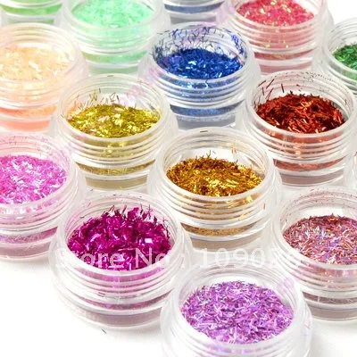 

24 COLOR LACE GLITTER Powder TINSEL THREADS FOR NAIL ART