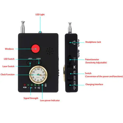 CX007 полный спектр Анти-шпион ошибка беспроводная камера сотовый телефон gps RF детектор сигнала искатель анти-скрытый детектор камеры