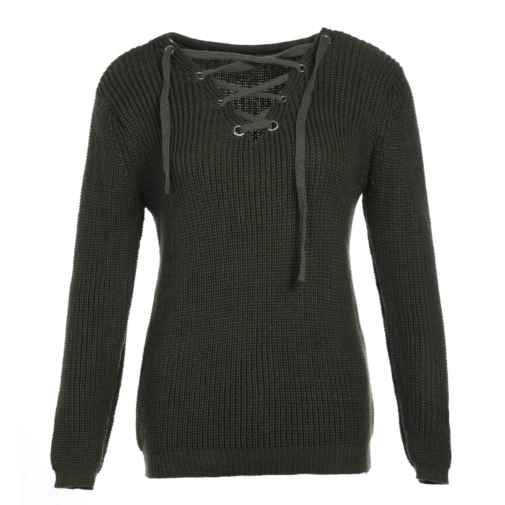

Sexy V Neck Solid Autumn Fall Winter Sweater Bandage Elegant Mature Lady Korean Girl Tops Knitted Female Sweaters Girl Outwear