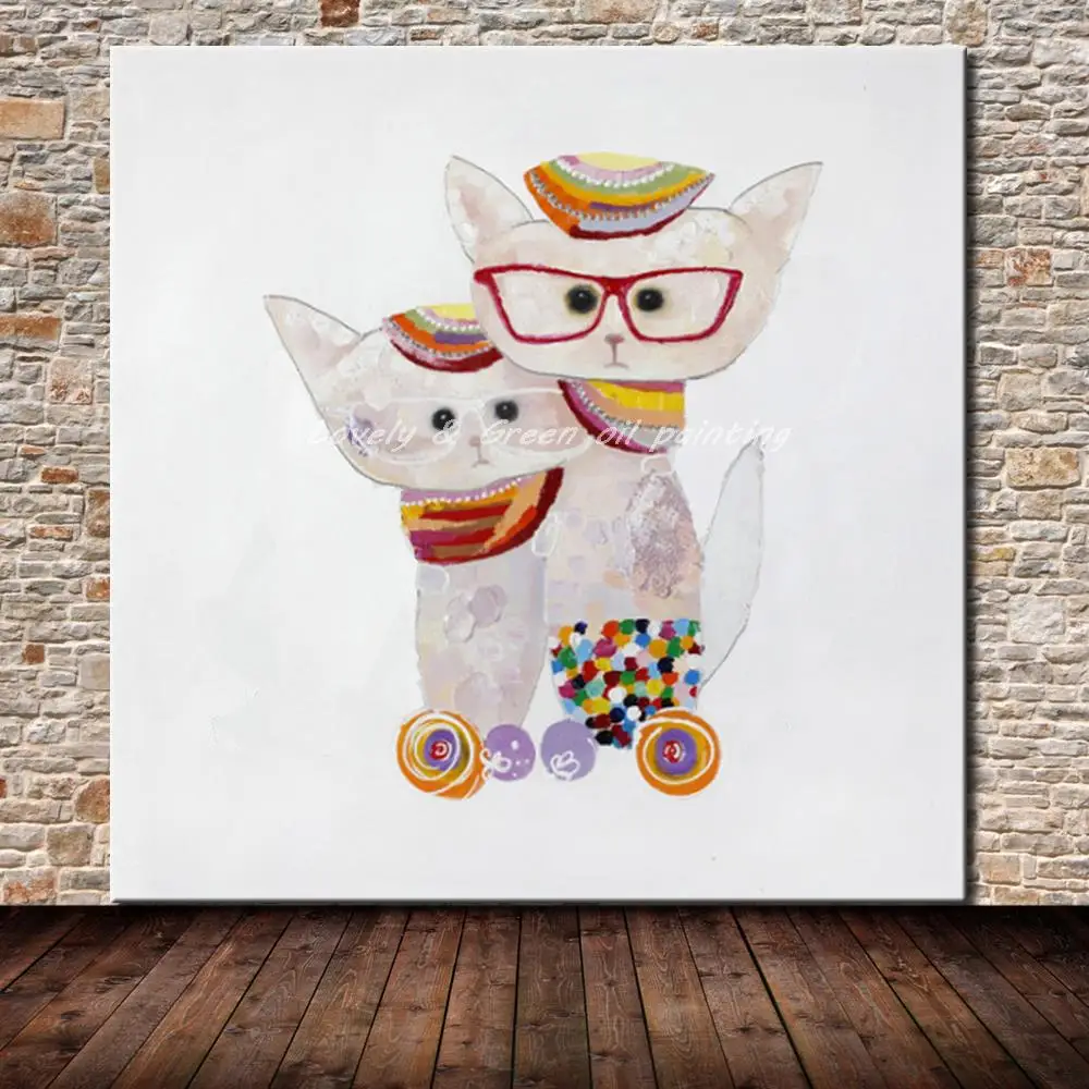 Ручная роспись абстрактная любовь кошки животные картина маслом на холсте