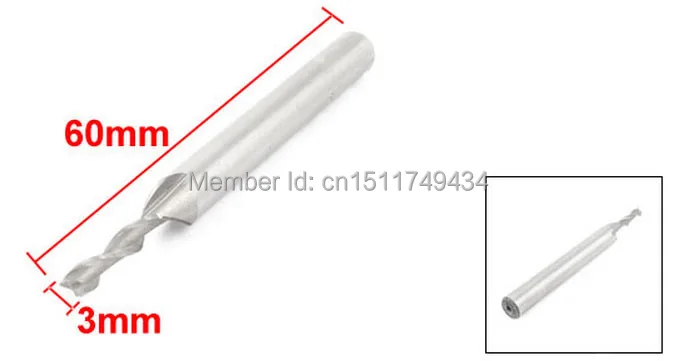

6mm Straight Shank 2 Flutes 3mm End Mill Milling Cutter 60mm Long 5pcs
