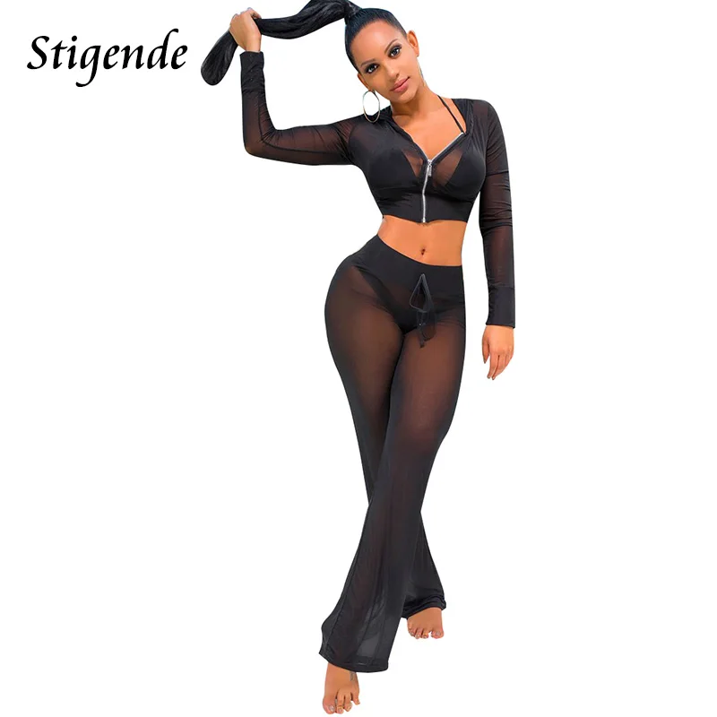 Женский прозрачный комплект из 2 предметов на молнии с капюшоном и длинными