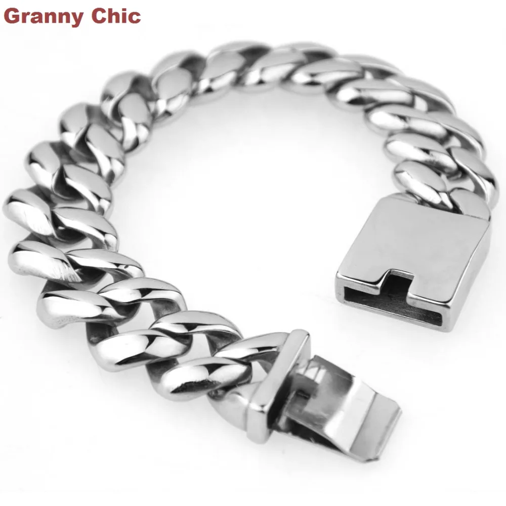 Granny Chic мужские ювелирные изделия высокого качества Bling Серебряный браслет из