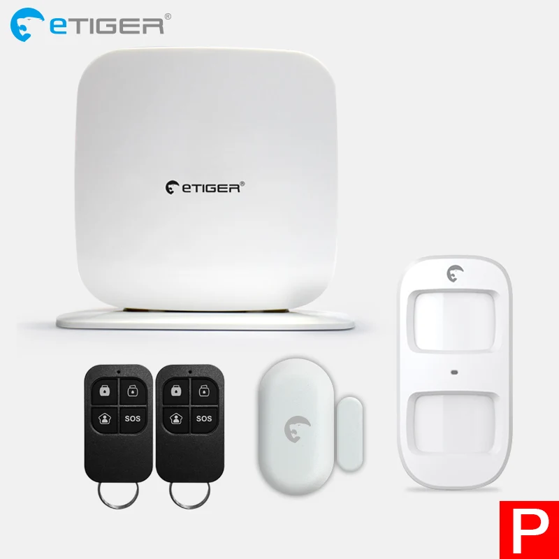 Etiger беспроводной Secual Box Wi-Fi/GSM сигнализация умный дом Комплект с датчиком движения PIR IP wifi камера Беспроводной детектор дыма - Цвет: SET   P