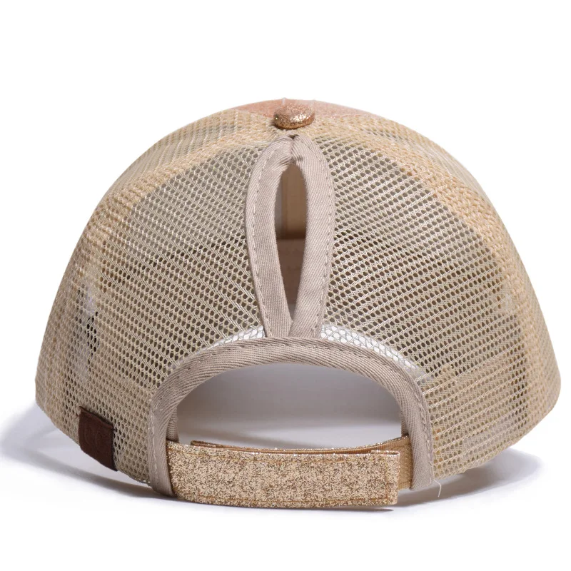 Horsetail Mesh Cap Adjustable Sequins Snapback Outdoor Sports kids girl Solid Baseball hat Sun Hat | Спорт и развлечения