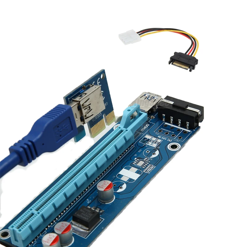 Левый интерфейс направления 60 см PCI-E PCI Express 1x к 16x Riser card USB3.0 удлинитель Кабель для