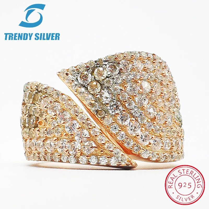

vintage rings silver real 925 sterling jewelry for women rose gold with stone zircon solid elegant