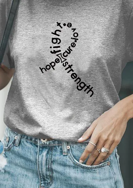 Hope fight strength love girl power gift for mom Tumblr/хипстерская футболка с коротким рукавом и