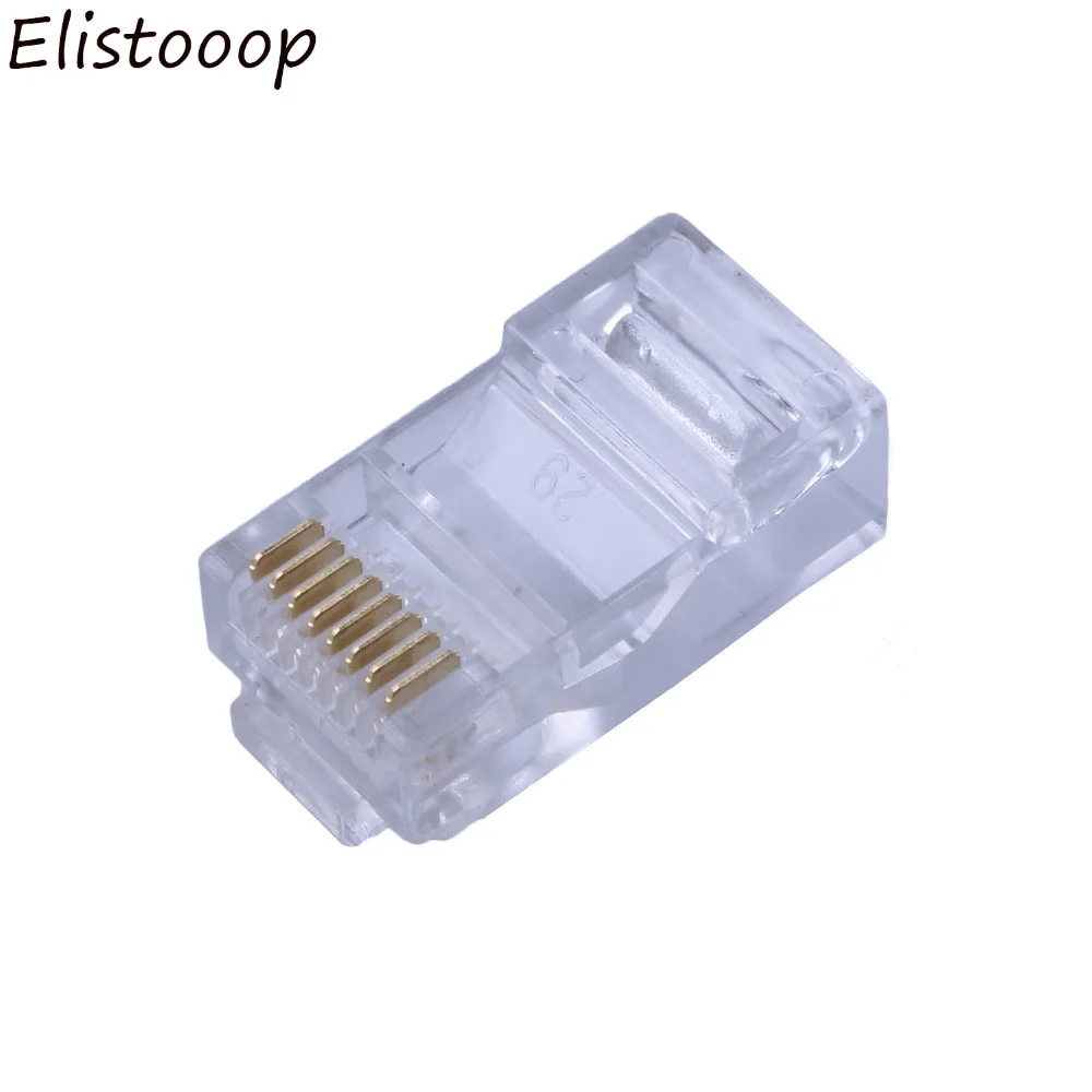 Elistooop 50 шт./компл. RJ45 RJ 45 CAT5 CAT5E Модульная кабельная Головка Разъем Ethernet