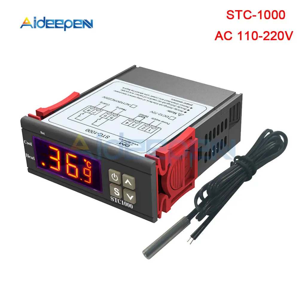 STC-1000 AC110V-220V STC-3000 STC-1000 STC-100 Температура Управление; 12V 24V 110 V-220 V светодиодный цифровой терморегулятор Термостат Управление+ NTC Сенсор - Цвет: STC-1000 AC110V-220V