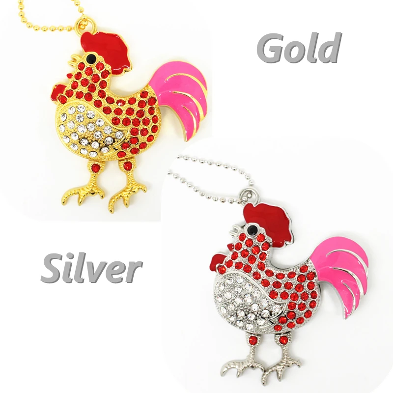 

Full Capacity USB Flash Drive Pendrive Cock Jewelry Crystal Chicken USB Flash disk 4GB 8GB 16GB 32GB Pen drive Memory Stick