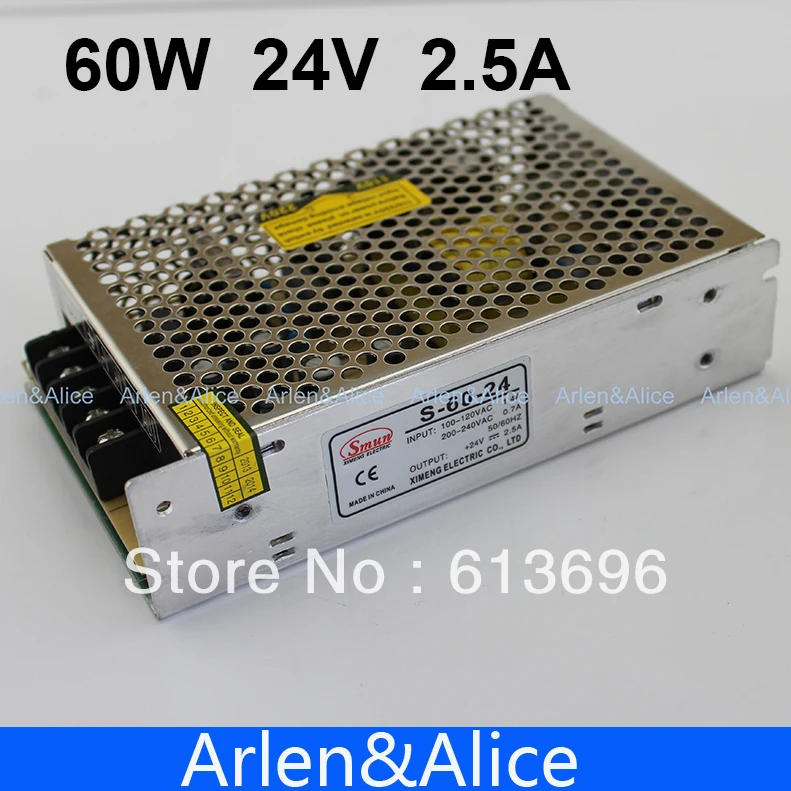60W 24V 2.5A одиночный выход импульсный источник питания для светодиодной полосы