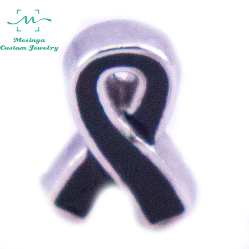 

10pcs New Melanoma Awareness Ribbon Custom Floating Charms For Glass Locket