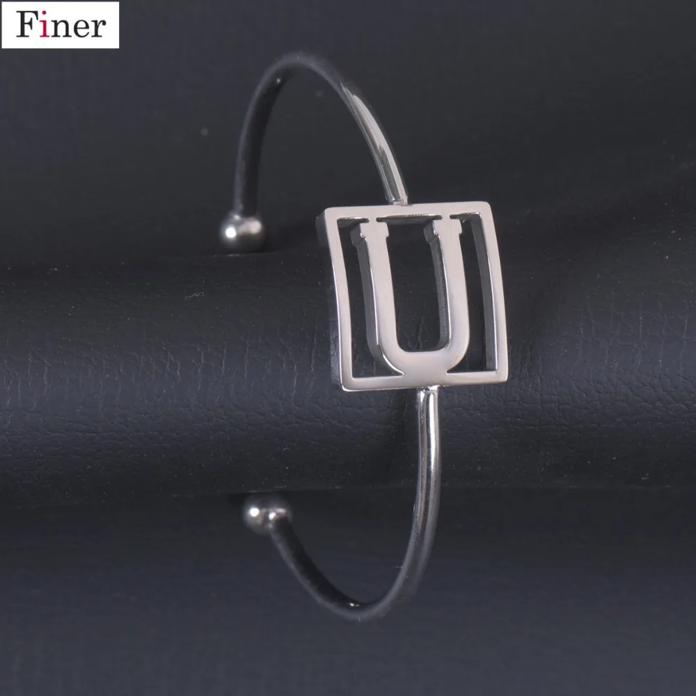 

New Aarrive U Letter Bracelet Stainless Steel Silver Color Name Bangle