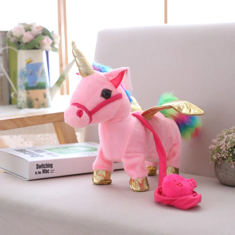 pink Прекрасный 35 см Электрический ходить плюшевая игрушка единорог чучело игрушка Электронная Музыка игрушечный Единорог для детей Funy подарки - Цвет: pink