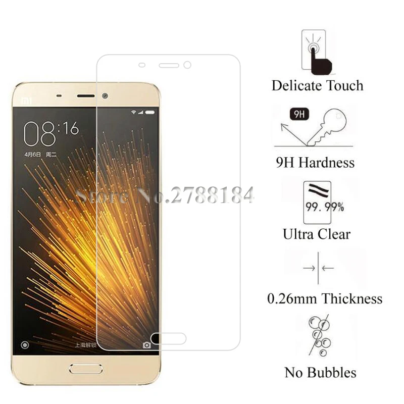 2 шт 9H 0,26 мм закаленное стекло для Xiaomi mi 5 mi 5 защитная пленка, стекло для Xiaomi mi 5 mi 5