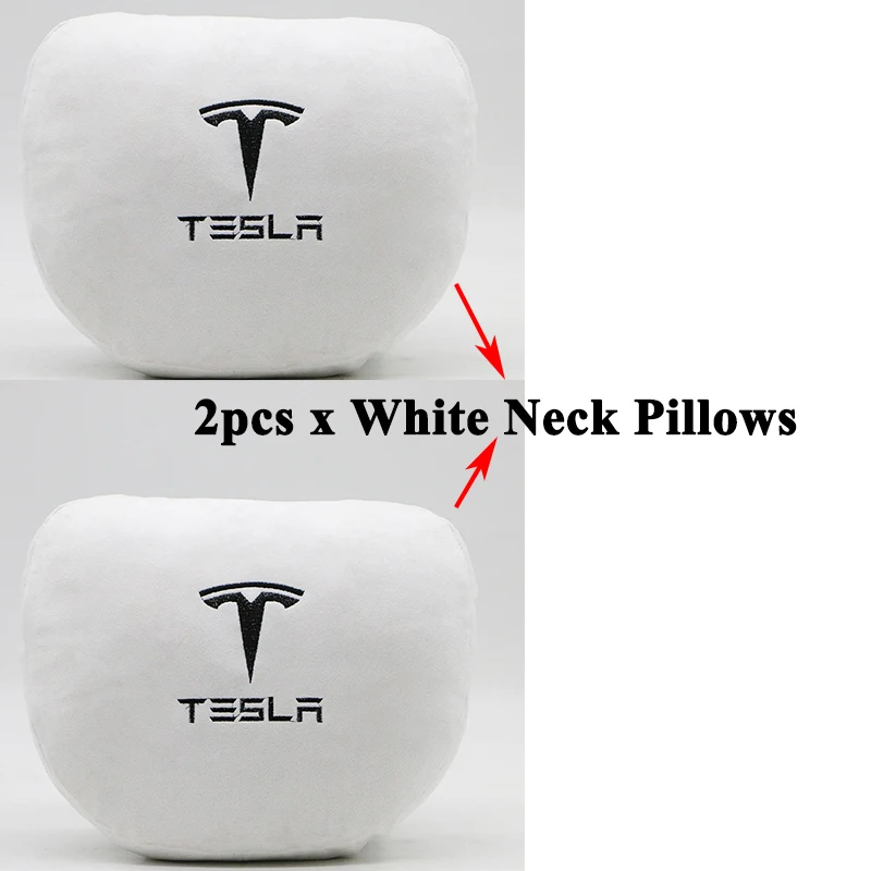 2pcs White Стильный мягкий удобный подголовник для автомобильного сиденья, подушка для шеи, защита логотипа, аксессуары для Tesla, модель S, модель X, модель 3 - Цвет: 2pcs White