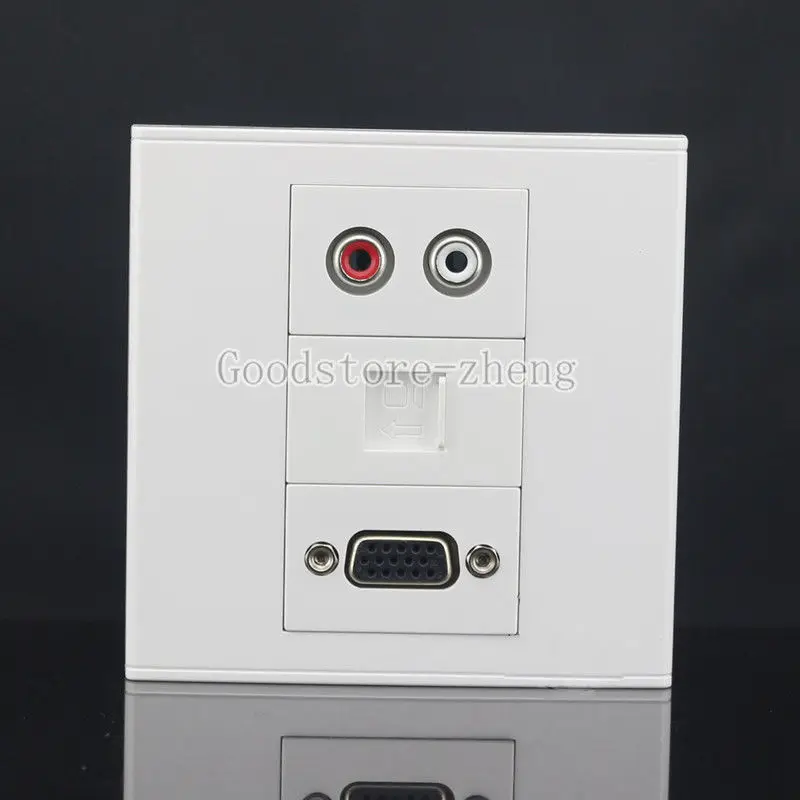 Настенная Лицевая панель RCA AV + VGA RJ45 Cat5e LAN гнездо Ассорти панелей панель|rj45 cat5e|lan