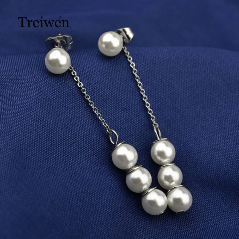 Treiwen High Quality Pearls Drop Earrings Jewelry with pearl Korean earrings 2018 Gold Silver Jewellery Oorbellen | Украшения и