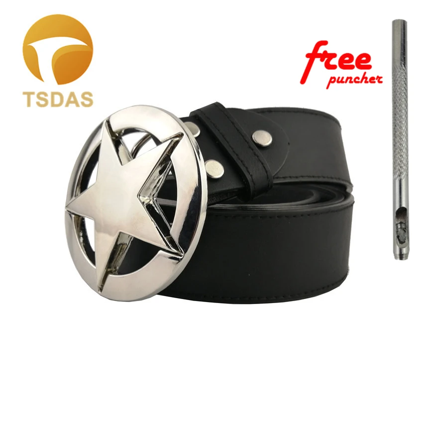 Круглая металлическая пряжка для ремня 77 мм звезда шерифа Мужская ковбоев