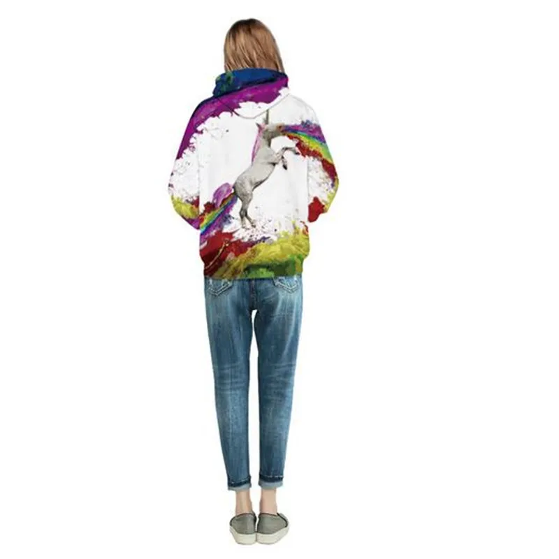 New Men/Women's Couple 3D Pullover Hoodie Print Unicorn Sweatshirt Long Sleeve Crew Neck Casual Winter | Мужская одежда