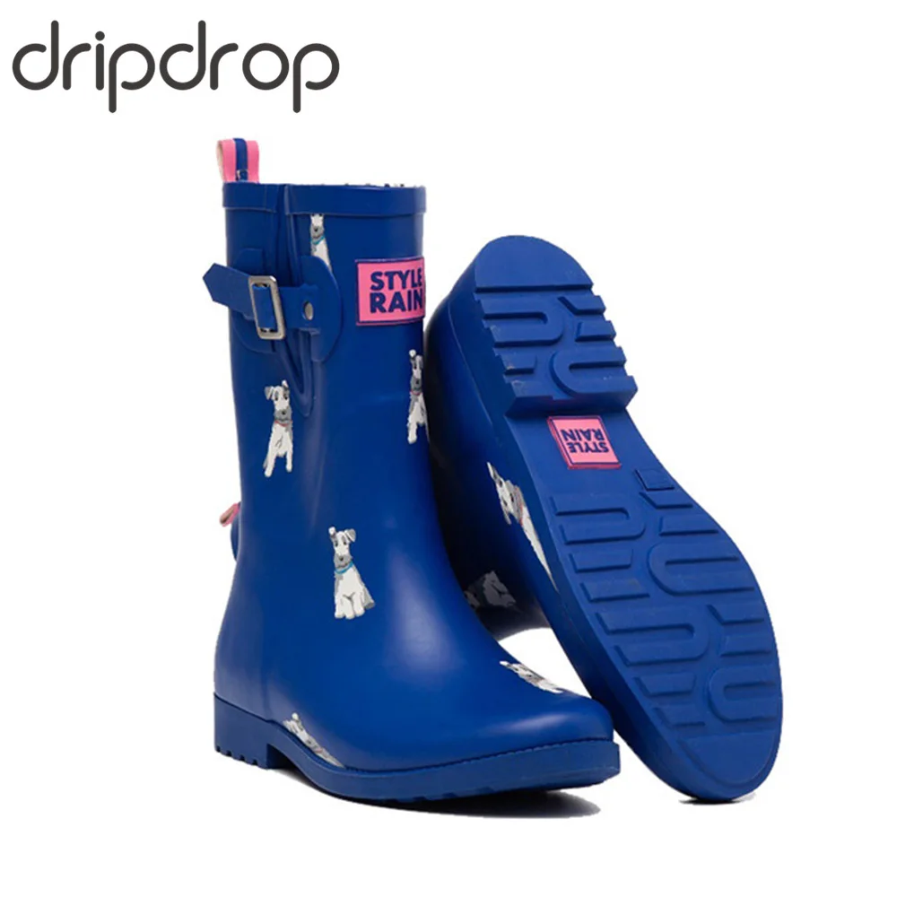 DRIPDROP Резиновые сапоги для женщин Женские резиновые до середины икры Собаги Корги